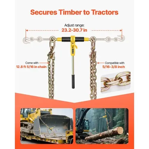 VEVOR Ratschenspanner 3628 kg, Ratschenlastspanner, Spannzurrketten G80, Ratschen-Lastbinder, Spannketten-& Binder-Set, Zurrkettenbinder für Transport, Abschleppen, Holzfällerei (4er-Pack) – Bild 2