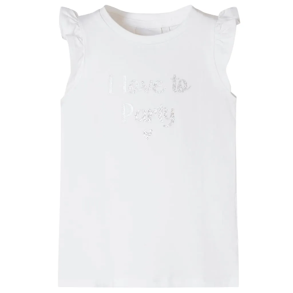 vidaXL Kinder-T-Shirt mit Rüschenärmeln Weiß 128 vidaXL Kinder-T-Shirt mit Rüschenärmeln Weiß 128