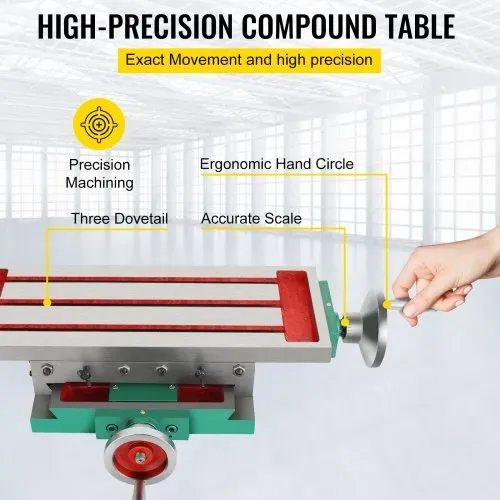 VEVOR Frästisch 17,7 × 6,7 Zoll(450 x 170 mm) Compound Slide Frästisch 30 kg Multifunktions-Arbeitstisch Kreuzfräsmaschine Compound 2 Achsen 4 Wege für alle Bohrständer Tischbohrfräsmaschine – Bild 2