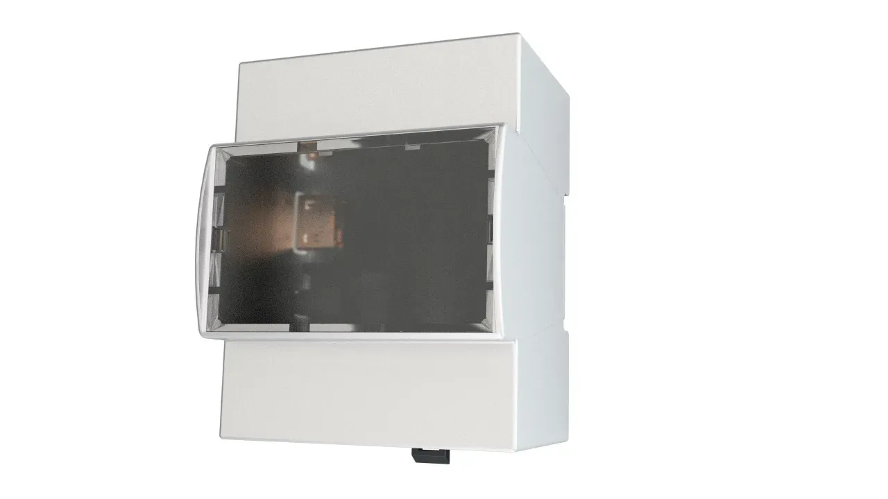 Raspberry Pi 4 Zubehör - Gehäuse Hutschiene / DIN Rail mit Fenster grau für Pi 4B – Bild 3