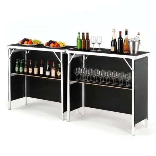 VEVOR Messetheke Klappbar, 2er-Pack 980x385x870 mm, Empfangstheke mit Tragetasche, Ablagefach, Rezeptionstheke, Messestand, Bartisch, Faltbare Mobile Barstation für Veranstaltungen, Partys & Messen – Bild 8