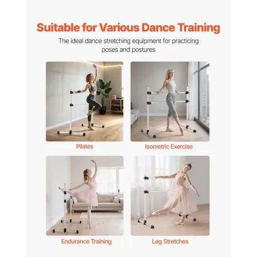 VEVOR Ballettstange Tanzstange freistehende Doppelstange (136 kg belastbar), höhenverstellbare (170-1165 mm) Stretchstange aus Aluminium für Ballett, Gleichgewichtstraining, Entspannungsübungen – Bild 4