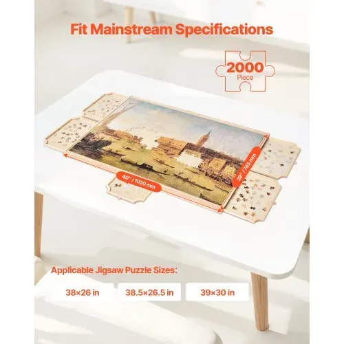 VEVOR 2000-teiliges drehbares Puzzlebrett mit 5 Schubladen & Abdeckung, tragbarer Puzzletisch (1045 x 763 x 36 mm), Puzzle-Zubehör für Erwachsene, Puzzle-Organizer-Aufbewahrungssystem Puzzle Boards VEVOR 2000-teiliges drehbares Puzzlebrett mit 5 Schubladen & Abdeckung, tragbarer Puzzletisch (1045 x 763 x 36 mm), Puzzle-Zubehör für Erwachsene, Puzzle-Organizer-Aufbewahrungssystem Puzzle Boards