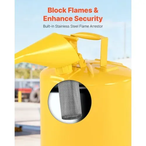 VEVOR Sicherheitskanister, 19 L, Typ I Sicherheitsbehälter für Diesel mit Flammensperre, selbstschließendem Deckel & PE-Trichter, ergonomischem Griff, Lagerbehälter für brennbare Stoffe, Gelb – Bild 5
