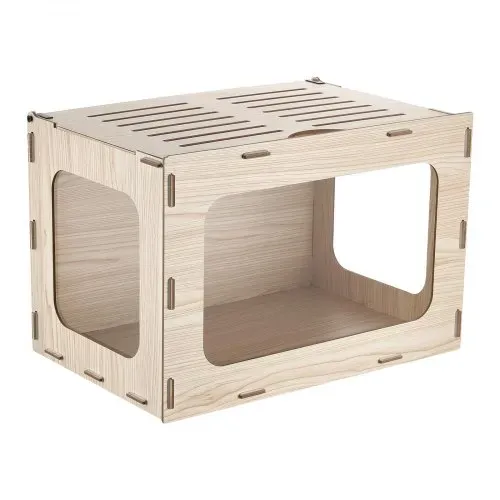 VEVOR Hamsterkäfig Nagerkäfig Nagarium Hamstergehege Holz 605x405x405mm, 270°-Sichtfenster Nagersicher mit Deckel Belüftung für Goldhamster Zwerghamster Meerschweinchen Rennmäuse – Bild 10