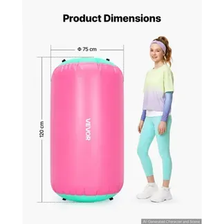 VEVOR Airtrack Rolle 120 x 75 cm Aufblasbare Turnrolle mit Pumpe Pink, für Turnhallen, Schulen, Vereine und Gärten, 200 kg Tragkraft, Einstellbarer Luftdruck, Silikongriffe, Schlauch und Tasche VEVOR Airtrack Rolle 120 x 75 cm Aufblasbare Turnrolle mit Pumpe Pink, für Turnhallen, Schulen, Vereine und Gärten, 200 kg Tragkraft, Einstellbarer Luftdruck, Silikongriffe, Schlauch und Tasche