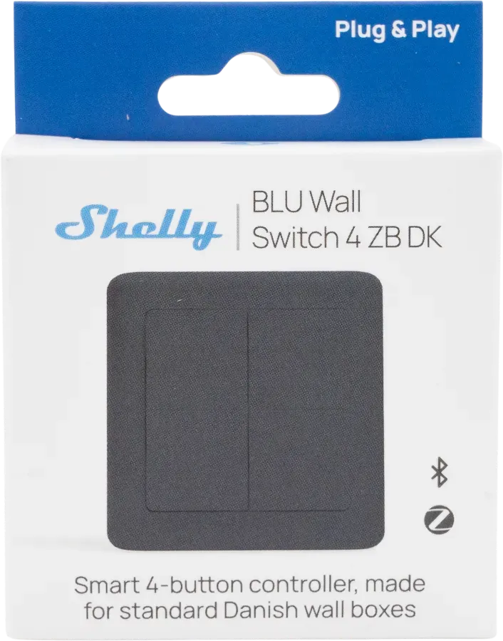 Shelly · Plug & Play · "BLU Wall Switch 4 ZB DK" · Wandtaster · 4-fach · 16 Aktionen · Grau – Bild 5