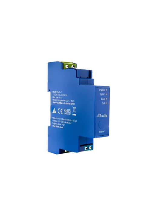 Shelly · Hutschiene · "Pro 1" · Relais · max. 16A · 1 Phase · 1 Kanal · WLAN · LAN · BT – Bild 3