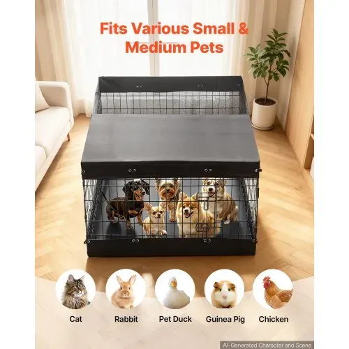 VEVOR Welpenauslauf Welpenlaufstall Metall 61cm 4-tlg. Deckel & Bodenmatte, Spielplatz für Kleine Hunde Katzen & Andere Kleintiere Faltbar Durch die Verschiedenen Formen Vielfältig Einsetzbar – Bild 4