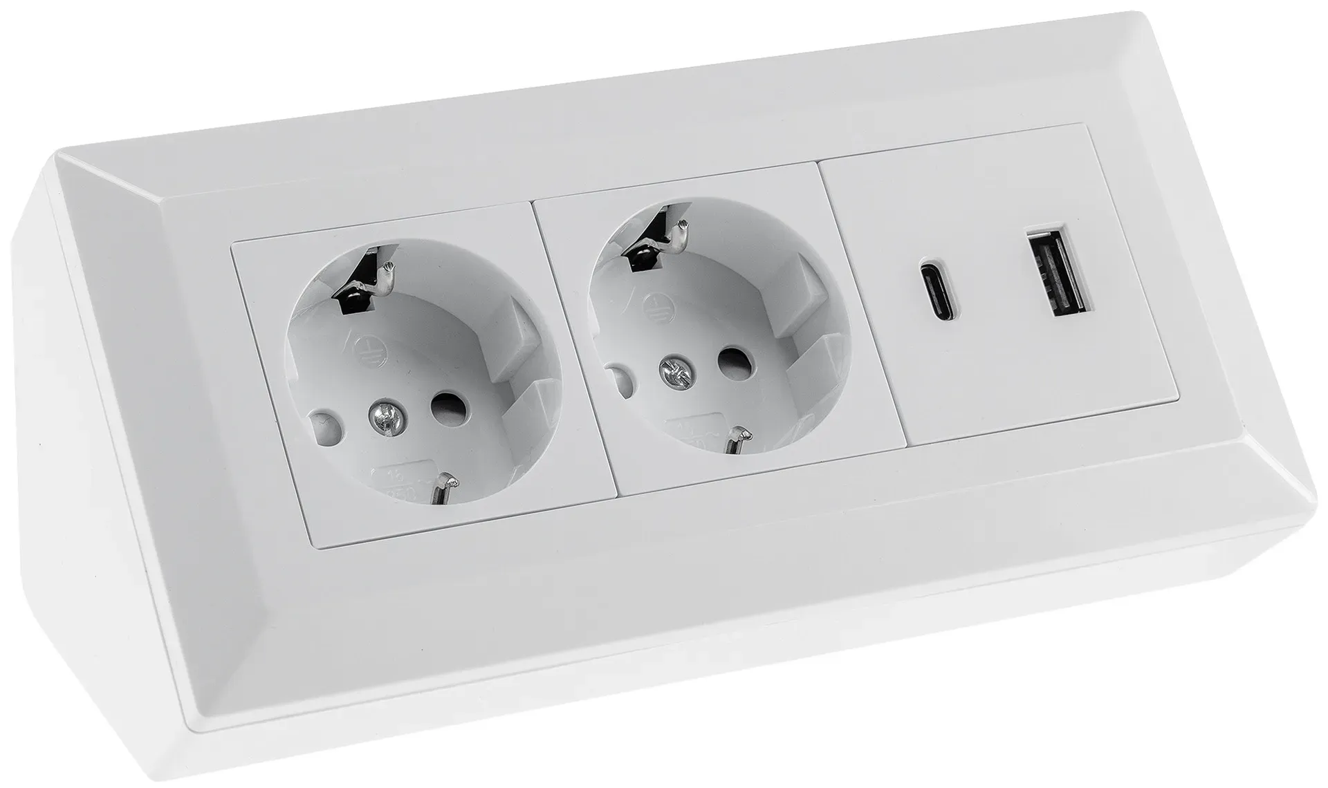 2-fach Steckdosenblock, USB-A+C, weiß 250V~/ 16A, Aufbaumontage, USB 3,1A, PD 2-fach Steckdosenblock, USB-A+C, weiß 250V~/ 16A, Aufbaumontage, USB 3,1A, PD
