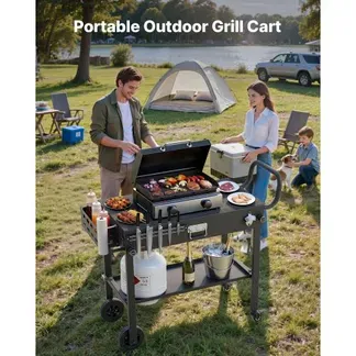 VEVOR Grillwagen Outdoor 787×432 mm (Tischplattengröße), Klappbarer Grilltisch mit Taschentuchhalter & Rädern & magnetischer Werkzeugablage, Grillvorbereitungstisch Servierwagen für Picknick Küche VEVOR Grillwagen Outdoor 787×432 mm (Tischplattengröße), Klappbarer Grilltisch mit Taschentuchhalter & Rädern & magnetischer Werkzeugablage, Grillvorbereitungstisch Servierwagen für Picknick Küche