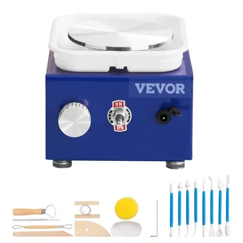 VEVOR Töpferscheibe Keramik Rad Maschine 30 W, Blau Elektrische Töpferscheibe Maschine 10 cm 300 U/min Töpferscheibenmaschine, Formmaschine mit Schürze, Geeignet für Anfänger, Enthusiasten usw. – Bild 8