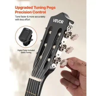 VEVOR Konzertgitarre, 960 mm, Holz-Klassikgitarren-Starter-Set für Anfänger, mit Nylonsaiten, Gigbag, Gurt, Stimmgerät, zusätzlichen Saiten, Plektren, Kapodaster, Linde, für Einsteiger, Schwarz VEVOR Konzertgitarre, 960 mm, Holz-Klassikgitarren-Starter-Set für Anfänger, mit Nylonsaiten, Gigbag, Gurt, Stimmgerät, zusätzlichen Saiten, Plektren, Kapodaster, Linde, für Einsteiger, Schwarz