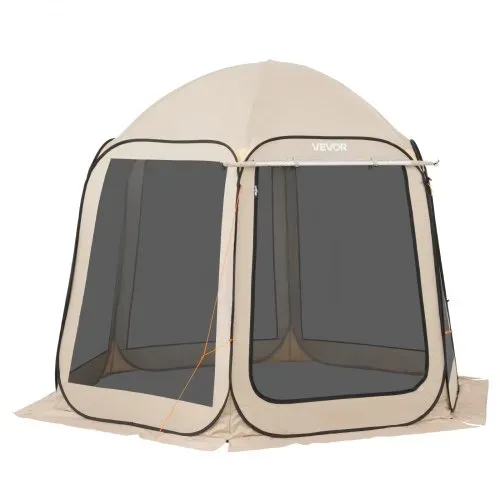 VEVOR Campingzelt, 304,8 x 280,4 cm, Pop-up-Zelt mit ausziehbarer Markise, tragbares Partyzelt für 4–8 Personen mit Tragetasche und Seitenwänden, für Terrasse und Outdoor-Aktivitäten, Beige – Bild 9