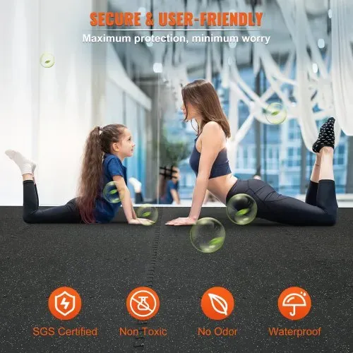 VEVOR EVA-Schaum-Fußmatten, Fitnessstudio-Bodenbelag-Set, 61 x 61 cm, Schwarz & Grau 12-teiliges Rutschfeste Ineinandergreifende Puzzle-Fliesen-Schutzboden Set für den Haushalt, Training, Garage – Bild 4