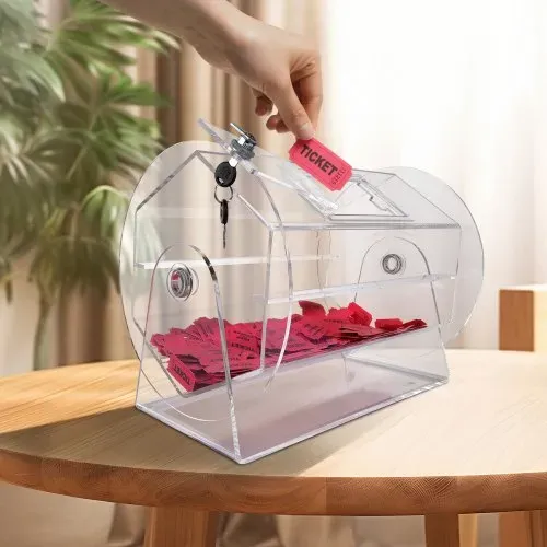VEVOR Lostrommel Glückskind 5000 Lose oder 200 Tombola-Kugeln Fassungsvermögen, Professioneller Los-Drehkäfig mit 2 Schlüsseln, Transparente Lotterie-Drehscheibe, Losbox für Lotteriespiele – Bild 7