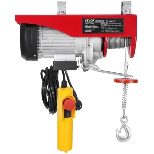 VEVOR Elektrische Seilwinde, 400 kg, Motorwinde mit 4,2 m kabelgebundener Fernbedienung, 12 m Hubhöhe mit Einzelkabel, Einzel-/Doppelschlingen, Not-Aus, Hebezeug für Garage, Lager, Fabrik – Bild 9