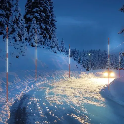 VEVOR Einfahrtsmarkierungen, 30 Stk. 121,92 cm, 1,02 cm Durchmesser, orangefarbene Glasfaserstangen, Schneepfähle mit reflektierendem Band, 30,48 cm Stahlbohrer und Schutzhandschuhe für Parkplätze, Ge – Bild 7
