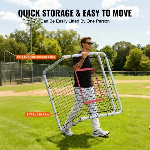 VEVOR Baseball- und Softball-Rebounder-Netz, 3,5 x 6 Fuß PitchBack Baseball Pitching Nest, Softball Pitchback-Netz, Fielding-Trainer, Bounce-Back-Netz für Fielding-/Wurfübungen, 5 einstellbare Winkel – Bild 5