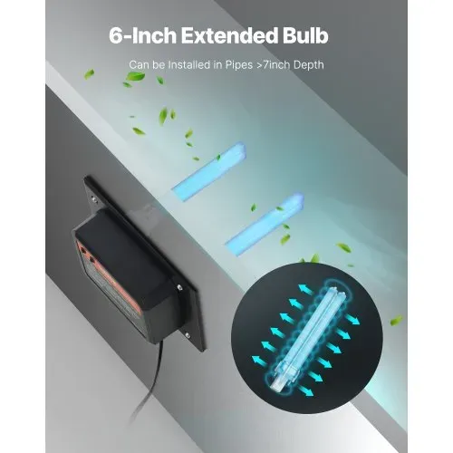 VEVOR HVAC-Luftreiniger für das ganze Haus, 18 W, 175 mm, UV-UVC-Licht im Kanal für Klimaanlagenkanäle, Luftwäscher mit 2 Ersatzbirnen, HVAC-UV-Lampen, Air Purifier für Klimaanlagen – Bild 4