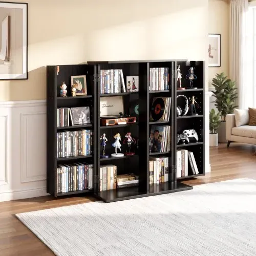 VEVOR DVD-Schrank mit 16 Fächern, Medienaufbewahrungsschrank Standschrank 610 x 368 x 846 mm, Platzsparendes CD-Schrank für CDs DVDs Bücher Spiele-Discs, Wohnzimmer Homeoffice Aufnahmestudio, Schwarz – Bild 7