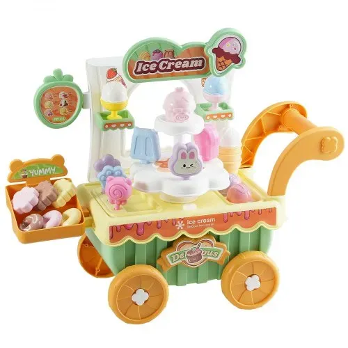 VEVOR Eiswagen, 27-teiliges Zubehör, Eisdiele aus PP, Eisladen mit Aufbewahrungswagen mit Spielgeld, Ton- und Lichteffekten, Montessori-Lernspielzeug, Rollenspiel für Kleinkinder ab 3 Jahren – Bild 10
