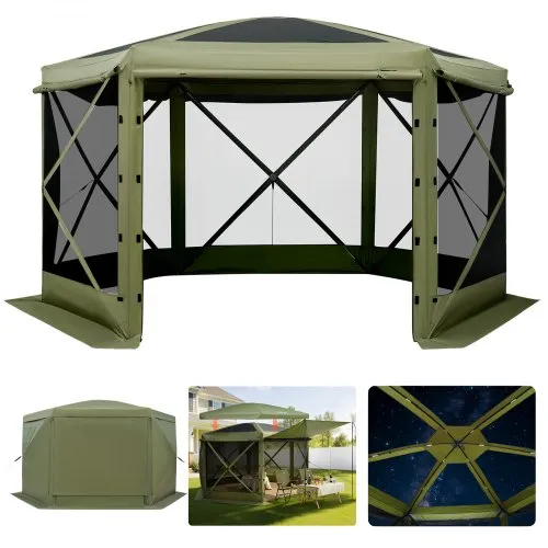 VEVOR Pop-up-Pavillon, 3 x 3 m, großes 6-seitiges Campingzelt mit abnehmbarem Dach & Tragetasche, Partyzelt, Sonnenschutz für 6–8 Personen auf Terrasse und Garten, Grün VEVOR Pop-up-Pavillon, 3 x 3 m, großes 6-seitiges Campingzelt mit abnehmbarem Dach & Tragetasche, Partyzelt, Sonnenschutz für 6–8 Personen auf Terrasse und Garten, Grün