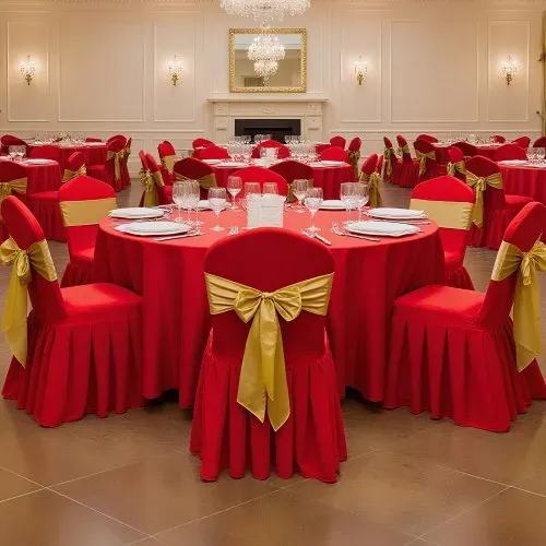 VEVOR Stuhlhussen Stuhlbezug flacher Vorderseite 30 Stk. waschbarer & abnehmbarer Stuhlüberzug aus Polyester-Spandex für Hochzeitsfeiern Restaurant, passend für Stühle (51 x 45 x 95 cm) Rot – Bild 7