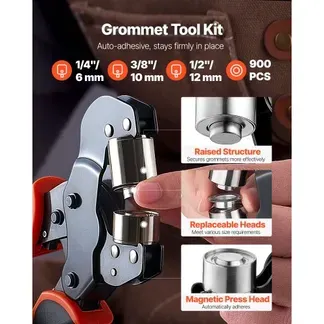 VEVOR Ösenzange 900 tlg. Set Ösen 6mm 10mm 12mm Magnetische Ösenpresse, Ösenstanze aus Stahl mit Magnetkopf Rutschfester Griff Geeignet für Leder Planen Schuhe Bastelarbeiten & Stoff VEVOR Ösenzange 900 tlg. Set Ösen 6mm 10mm 12mm Magnetische Ösenpresse, Ösenstanze aus Stahl mit Magnetkopf Rutschfester Griff Geeignet für Leder Planen Schuhe Bastelarbeiten & Stoff