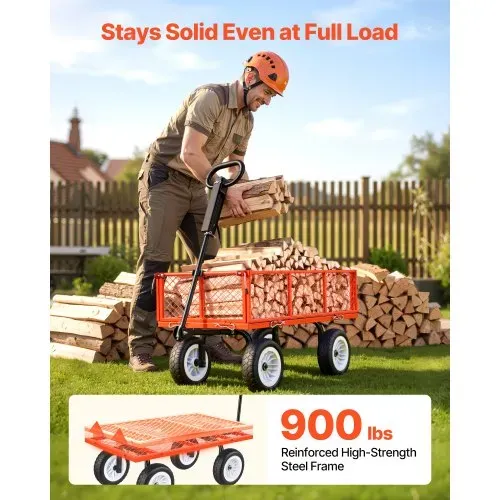 VEVOR Bollerwagen 408,2 kg Tragkraft, Gartenwagen mit PU-Reifen, Handwagen mit Verstellbarem Griff, Abnehmbaren Seitenwänden, Transportwagen zur Befestigung an ATV oder Traktor, Rot VEVOR Bollerwagen 408,2 kg Tragkraft, Gartenwagen mit PU-Reifen, Handwagen mit Verstellbarem Griff, Abnehmbaren Seitenwänden, Transportwagen zur Befestigung an ATV oder Traktor, Rot