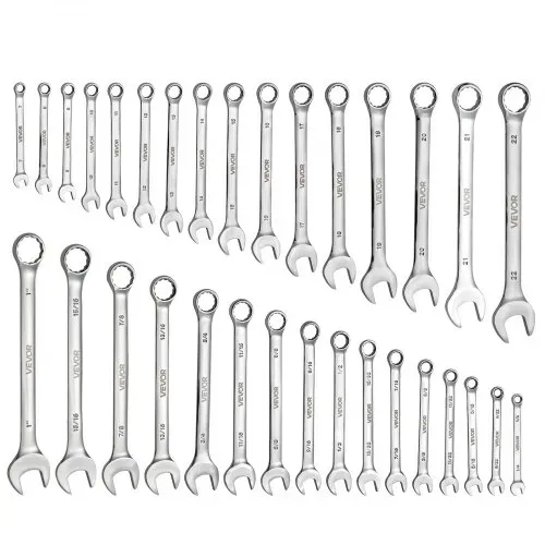 VEVOR Maulschlüsselset 32-tlg. (SAE & Metrisch), Gabelschlüsselsatz (12-Kant) Schraubenschlüsselset mit Rolltasche, Ringmaulschlüsselset aus Kohlenstoffstahl, für Allgemeine Kfz-Reparaturen – Bild 9