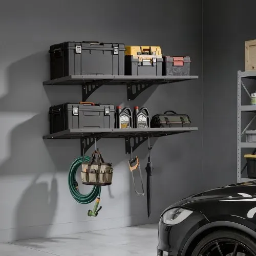 VEVOR 2er-Set Garagenregal 1219x503x200 mm Werkzeugaufbewahrung 127 kg pro Schicht Werkzeughalter Wand 1219x503 mm Regalfläche Aufbewahrungsregale Metallregal Werkzeug Organizer Wandregale – Bild 7