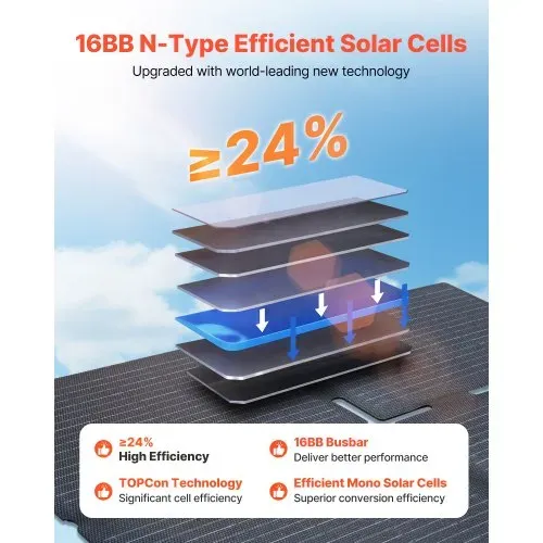VEVOR Faltbares Solarpanel 60 W, 16BB N-Typ monokristallines Solarmodul mit 24 % Wirkungsgrad, Solarladegerät mit MC4-Ausgang, Typ-C-, USB-A- & DC-Anschlüssen für Powerstations beim Camping – Bild 3