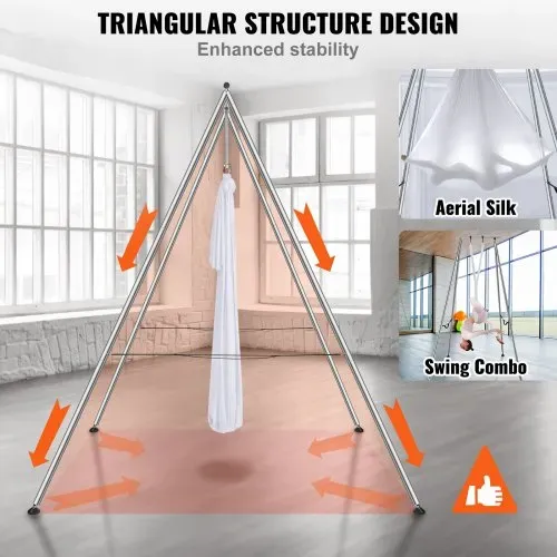 VEVOR Aerial Yoga Hängematte mit Yogarahmen 6 x 2,6 m, Weiß Yoga Swing Air Fliegen, Yoga-Schaukel Hammock Swing 250 kg Max. Tragfähigkeit, inkl. Yoga-Socken & Fußpolster, Anti-Gravity-Übungen – Bild 4