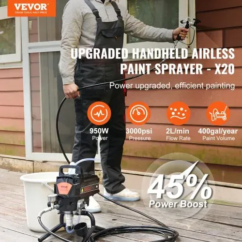 VEVOR Tragbares Airless-Farbspritzgerät, 950 W, 3000 psi, Hocheffizientes Elektrisches Spritzgerät, Farbspritzgeräte Spritzlackiermaschine Hochdruck-Airless-Farbsprühsystem mit 15 m Schlauchlänge VEVOR Tragbares Airless-Farbspritzgerät, 950 W, 3000 psi, Hocheffizientes Elektrisches Spritzgerät, Farbspritzgeräte Spritzlackiermaschine Hochdruck-Airless-Farbsprühsystem mit 15 m Schlauchlänge