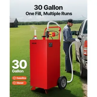 VEVOR 114 L Kraftstofftrolley, max. Durchfluss 32L/min, Dieseltank mit elektrischer Pumpe, Benzinkanister mit 2 Rädern & 3 m Schlauch, Gasbehälter für ATV, Auto, Rasenmäher, Boot, Motorrad, Rot VEVOR 114 L Kraftstofftrolley, max. Durchfluss 32L/min, Dieseltank mit elektrischer Pumpe, Benzinkanister mit 2 Rädern & 3 m Schlauch, Gasbehälter für ATV, Auto, Rasenmäher, Boot, Motorrad, Rot
