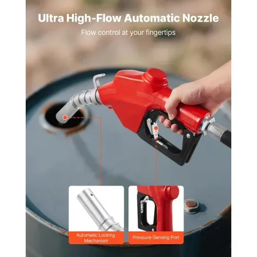 VEVOR Kraftstoff Transferpumpe, 230 V AC, Diesel-Transferpumpe, 76 l/min, mit Durchflussmesser, automatischer Abschaltung der Kraftstoffdüse, Förderschlauch, für Benzin, Kerosin, Biodiesel, Ethanol – Bild 3