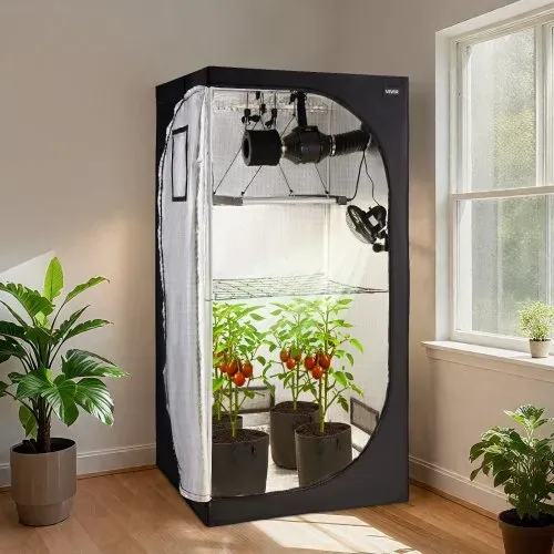 VEVOR Growzelt-Set, 100x100x200 cm, Gewächshauszelt mit Vollspektrum-LED-Zuchtlicht & Belüftungssystem, Pflanzenzelt 600D hochreflektierendes Mylar, Anzuchtzelte für Blumen und Gemüse – Bild 7