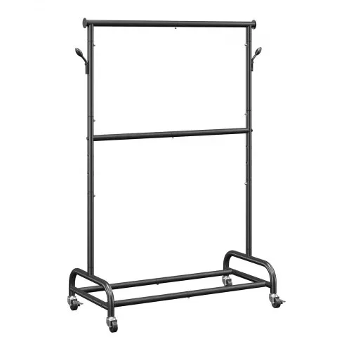 VEVOR Kleiderständer Garderobenständer rollbar mit verstellbarer Querstange & seitlichen Haken, 150 kg belastbar, robuster Kleiderständer aus Karbonstahl für Schlafzimmer Waschküche Wohnzimmer – Bild 9