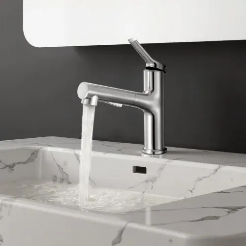 VEVOR Waschtischarmatur Wasserhahn aus gebürstetem Nickel & Edelstahl, Waschbeckenarmatur Küchenwasserarmaturen mitAusziehbrause wassersparend, Einhebelmischer für Badezimmer Wohnmobil Bar-Spüle – Bild 7