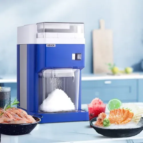 VEVOR kommerzielle Eisrasiermaschine Schneekegelmaschine 1,8 L, fein und fluffig mit 300-W-Motor & Edelstahlklingen, gewerblicher Eiscrusher für Dessertladen Familientreffen Restaurant, Blau – Bild 7