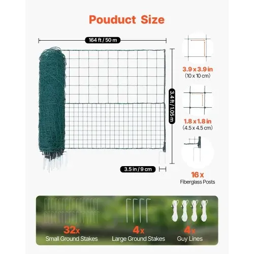 VEVOR Begrenzungszaun 50×1,05 m, Weidezaun aus PE, Mobiler Hundezaun mit Doppelspitzenpfählen & Abspannseilen, Hühnerzaun, Gartenzaun, Campingzaun für Hunde, Hühner, Pflanzen, Außenbereiche VEVOR Begrenzungszaun 50×1,05 m, Weidezaun aus PE, Mobiler Hundezaun mit Doppelspitzenpfählen & Abspannseilen, Hühnerzaun, Gartenzaun, Campingzaun für Hunde, Hühner, Pflanzen, Außenbereiche