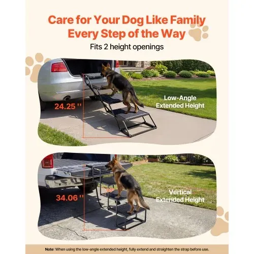 VEVOR Hundetreppe Auto Klappbar 4-Stufig, Extra Breite Hunderampe für Große Hunde mit Rutschfester Oberfläche, Tragbare Einstiegshilfe für Auto, SUV, LKW, Hochbett, Sofa, Tragkraft bis 113 kg VEVOR Hundetreppe Auto Klappbar 4-Stufig, Extra Breite Hunderampe für Große Hunde mit Rutschfester Oberfläche, Tragbare Einstiegshilfe für Auto, SUV, LKW, Hochbett, Sofa, Tragkraft bis 113 kg