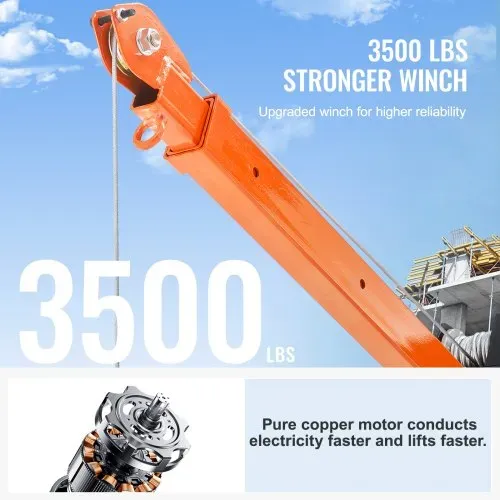VEVOR Ladekran elektrisch, 499kg, Pickup-Kran mit elektrischer Seilwinde 1587 kg, Hebekran aus Stahl für Pickup-Trucks, 360° schwenkbar, zum Heben von Gütern auf der Baustelle oder in der Fabrik – Bild 2