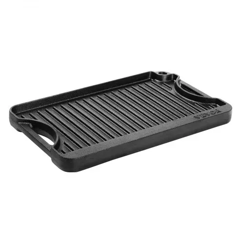 VEVOR wendbarer Grillplatte Bratpfanne Griddle aus Gusseisen (185 x 342 mm), tragbare rechteckige BBQ Pfanne mit Griff, Familienkochgeschirr für Herdplatten drinnen/draußen Grill, schwarz – Bild 9