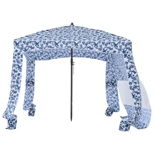 VEVOR Strand-Cabana 183 x 183 cm Strandüberdachung mit Seitenwand, UPF 50+ Sonnenschutz, Strandpavillon mit Sandsäcken, großer tragbarer Sonnenschutz Sonnenschirm für Familie Freunde Outdoor – Bild 9