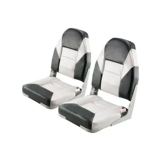 VEVOR 2 Stk. Bootssitz Bootsstuhl mit hoher Rückenlehne klappbarer Fischerbootsitz mit dickem Schwammkissen & wasserdichtem PVC-Leder, Scharniere aus Aluminiumlegierung, Schwarz & Grau VEVOR 2 Stk. Bootssitz Bootsstuhl mit hoher Rückenlehne klappbarer Fischerbootsitz mit dickem Schwammkissen & wasserdichtem PVC-Leder, Scharniere aus Aluminiumlegierung, Schwarz & Grau