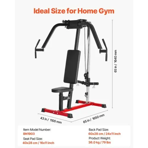 VEVOR Butterfly Maschine Spezialmaschine (204 kg belastbar) für den Oberkörper für das Heim-Fitnessstudio, verstellbare Fitnessstation, für das Muskeltraining (Brust Rücken hinterer Deltamuskel) – Bild 6