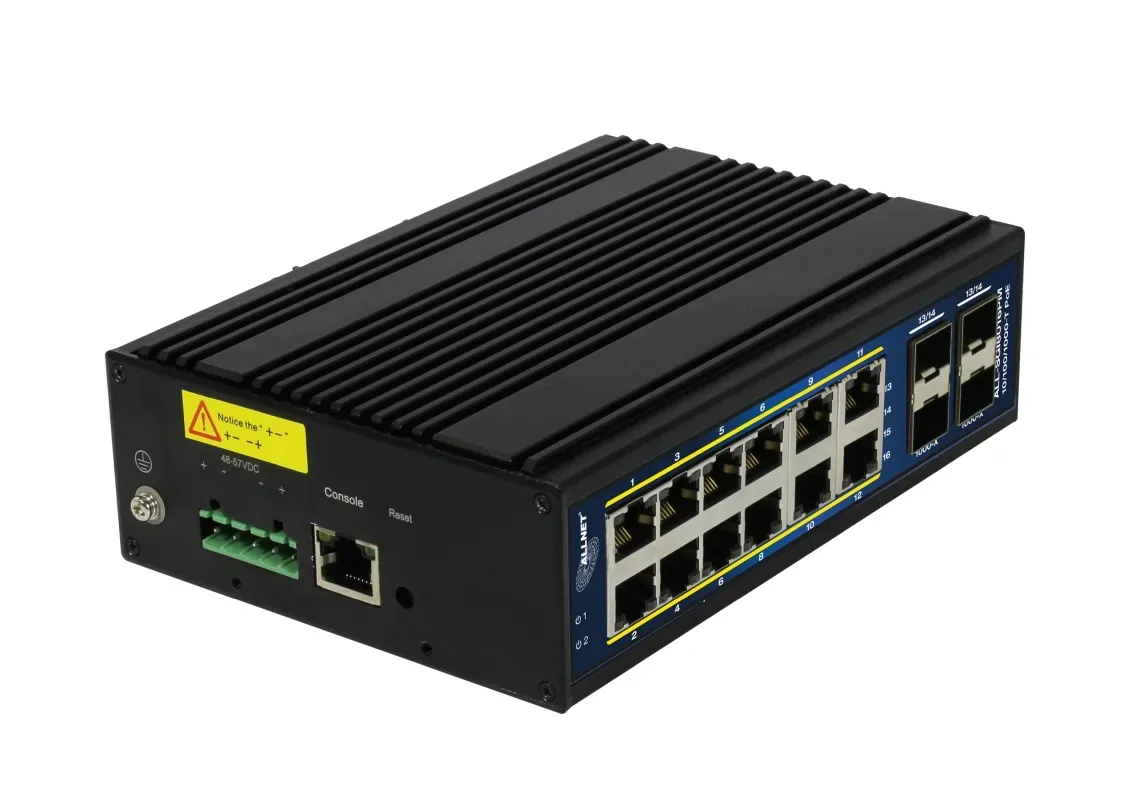 ALLNET Switch industrial smart managed Layer2+ 16 Port GbE • PoE Budget 360W • 12x PoE+ • 4x SFP • Lüfterlos • DIN • ALL-SGI8016PM – Bild 2