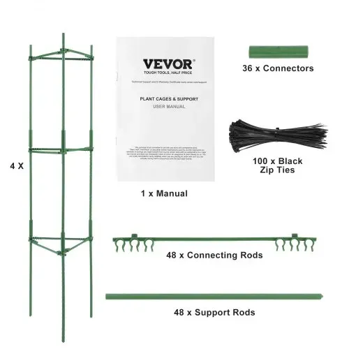VEVOR 4er-Pack Tomatenkäfige für den Garten, 63 Zoll Tomaten-Spalier-Pflanzenpfahl-Unterstützung, stapelbarer hoher Pflanzenstützkäfig, für Hochbeete, Gemüse, Blumen und Kletterpflanzen – Bild 8